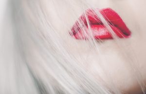 woman with red lipstick